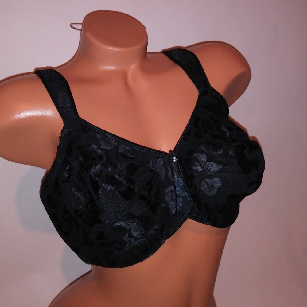 Wacoal Bra 38DD Unlined Minimizer Black Lace Underwire